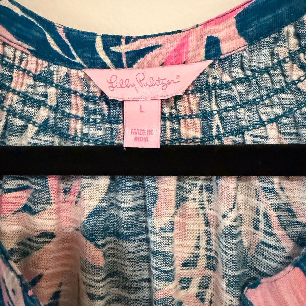 *EUC* Lilly Pulitzer Blue and Pink Tropical Print Maxi Dress - Picture 4 of 8
